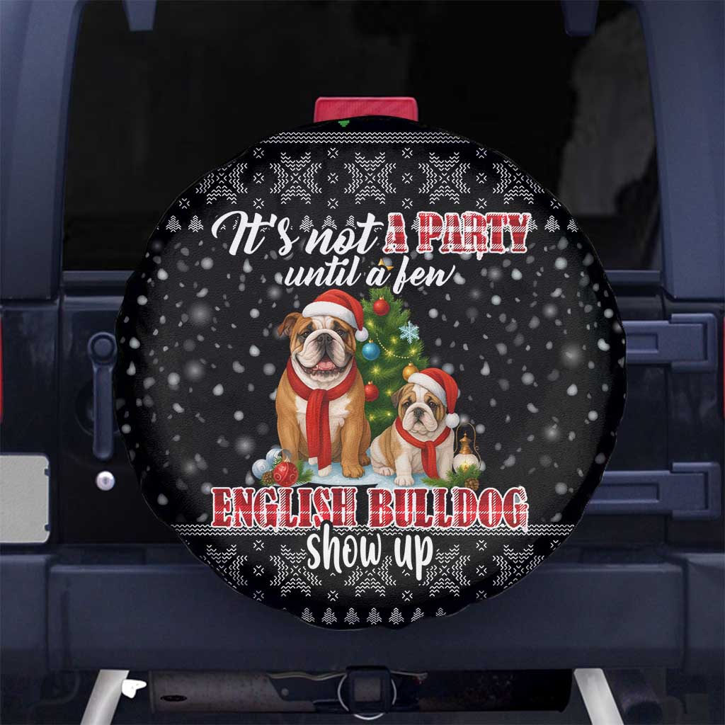 English Bulldog Show Up Christmas Spare Tire Cover Funny Xmas Holiday Patterns - Wonder Print Shop