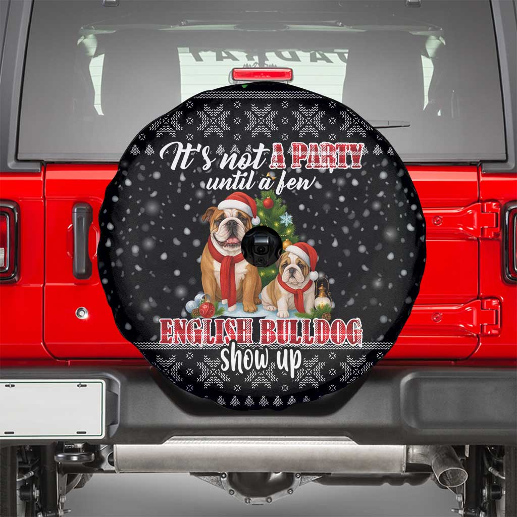 English Bulldog Show Up Christmas Spare Tire Cover Funny Xmas Holiday Patterns - Wonder Print Shop