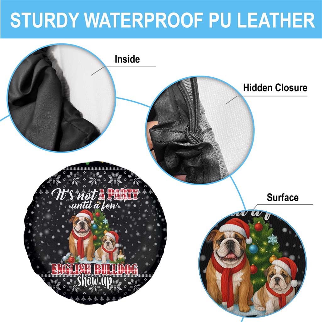 English Bulldog Show Up Christmas Spare Tire Cover Funny Xmas Holiday Patterns - Wonder Print Shop