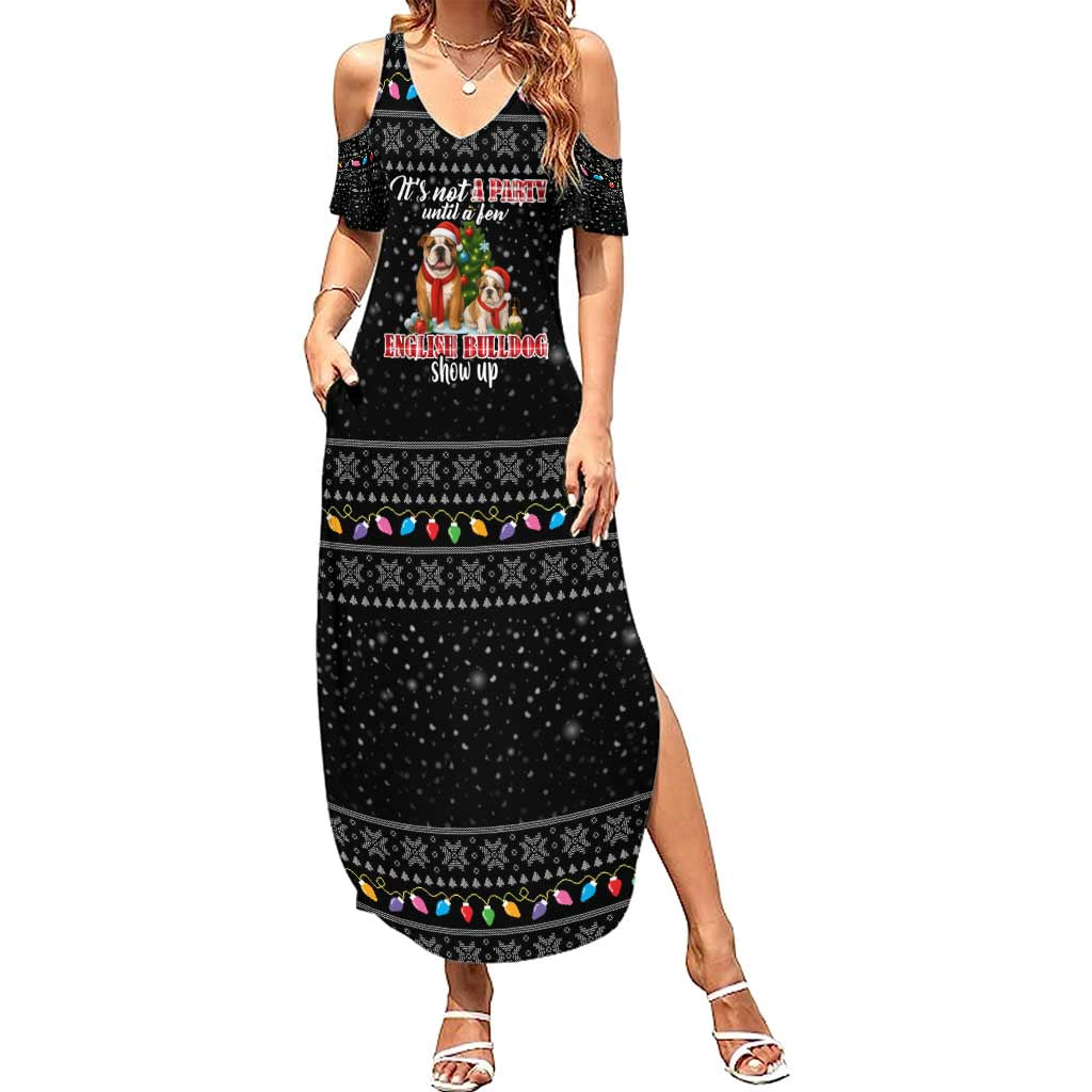 English Bulldog Show Up Christmas Summer Maxi Dress Funny Xmas Holiday Patterns - Wonder Print Shop