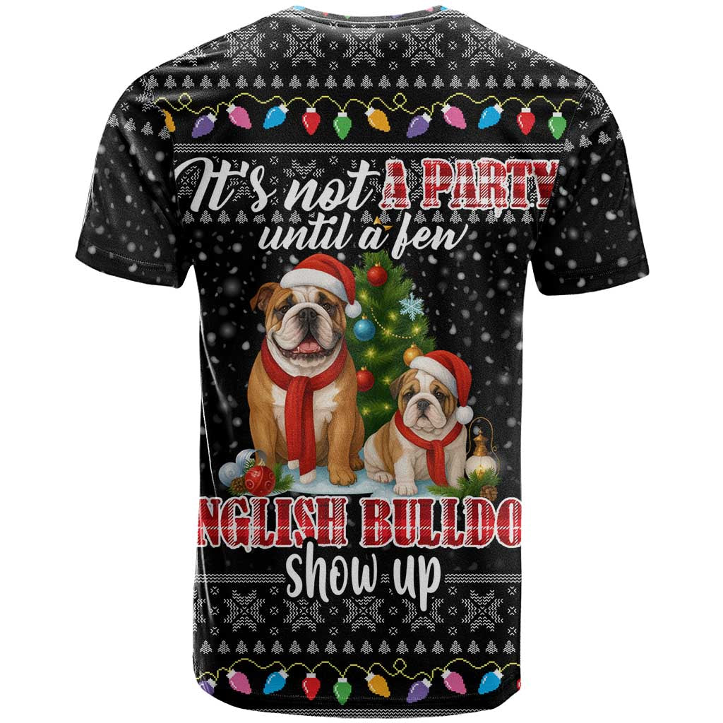English Bulldog Show Up Christmas T Shirt Funny Xmas Holiday Patterns - Wonder Print Shop