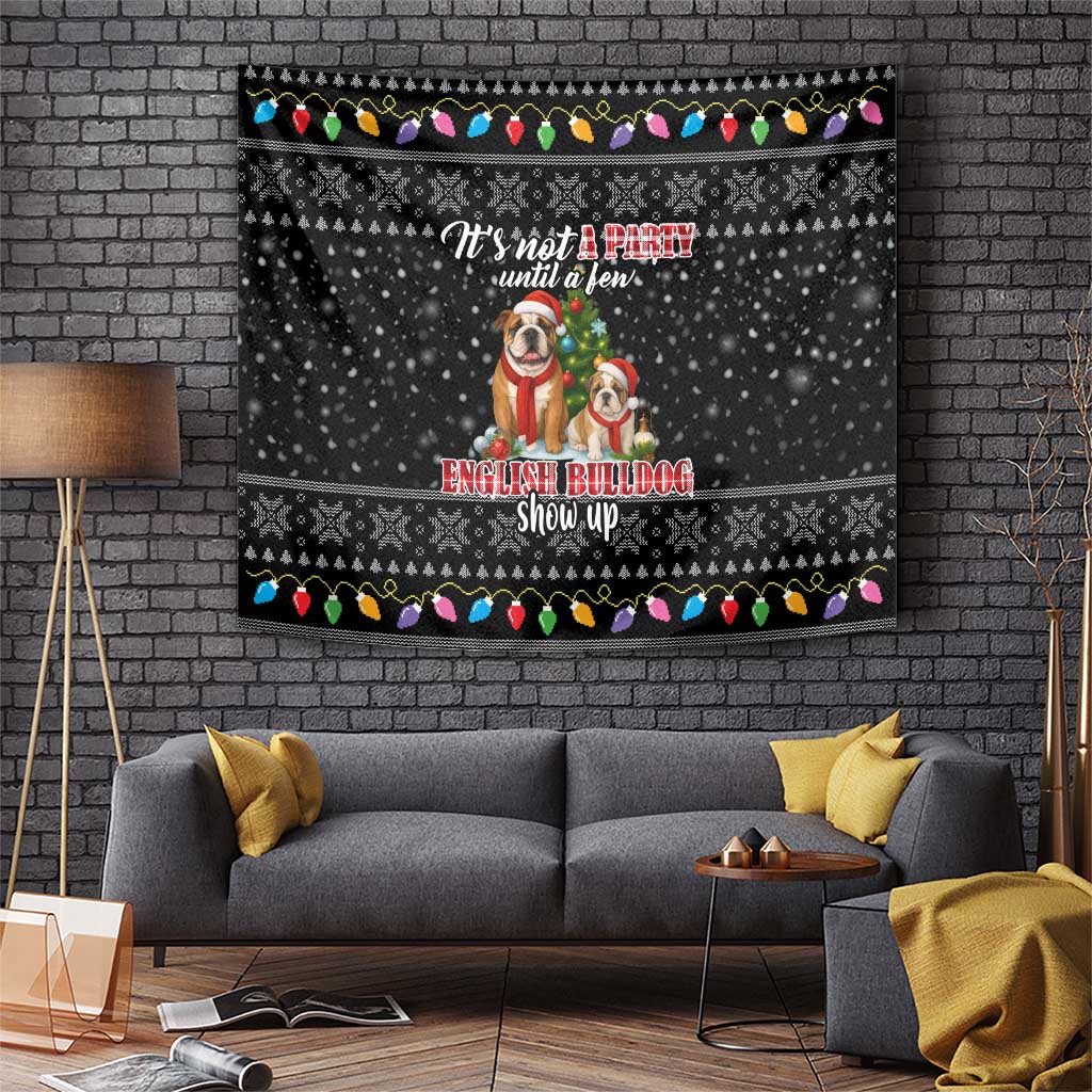 English Bulldog Show Up Christmas Tapestry Funny Xmas Holiday Patterns - Wonder Print Shop