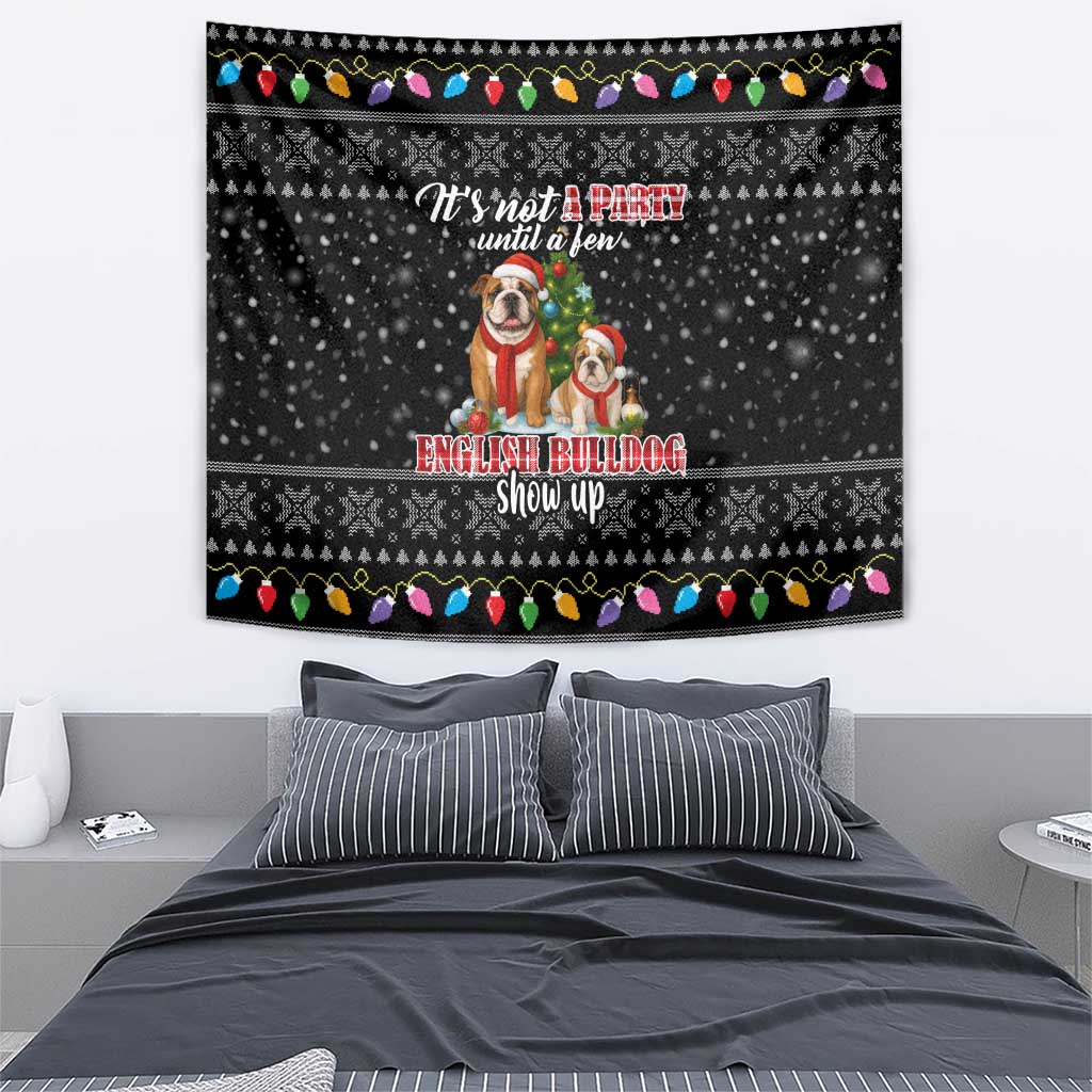 English Bulldog Show Up Christmas Tapestry Funny Xmas Holiday Patterns - Wonder Print Shop