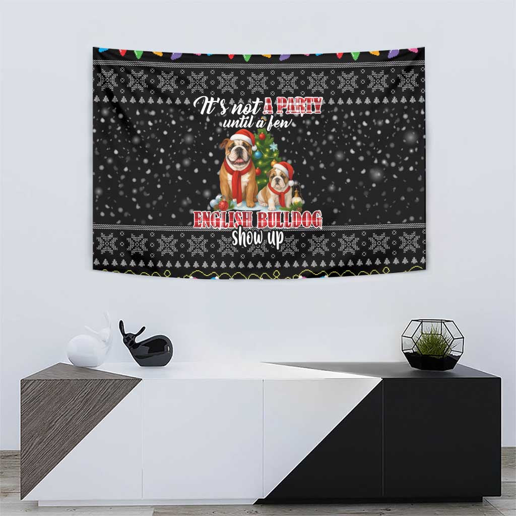 English Bulldog Show Up Christmas Tapestry Funny Xmas Holiday Patterns - Wonder Print Shop
