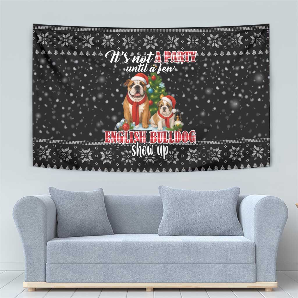 English Bulldog Show Up Christmas Tapestry Funny Xmas Holiday Patterns - Wonder Print Shop