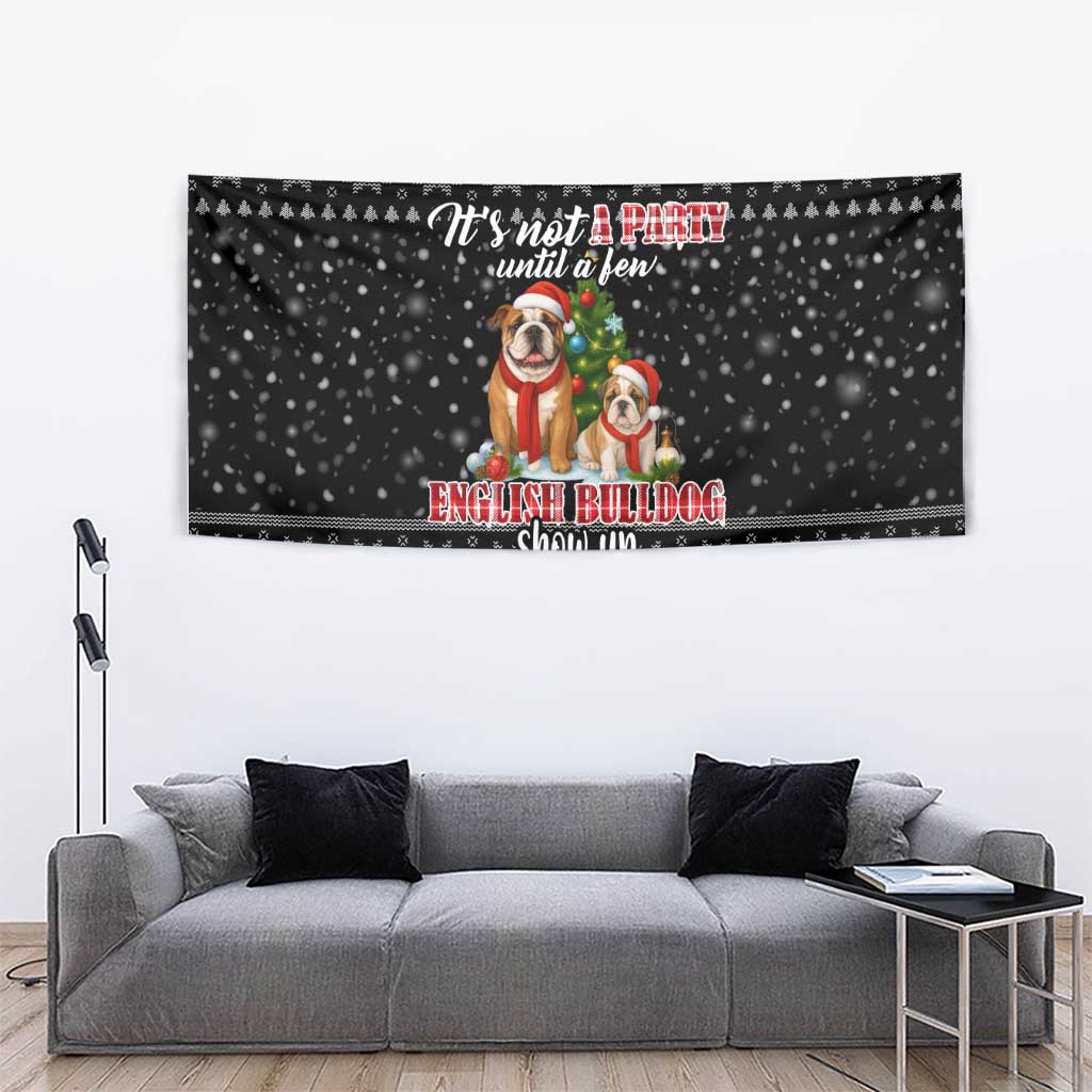 English Bulldog Show Up Christmas Tapestry Funny Xmas Holiday Patterns - Wonder Print Shop