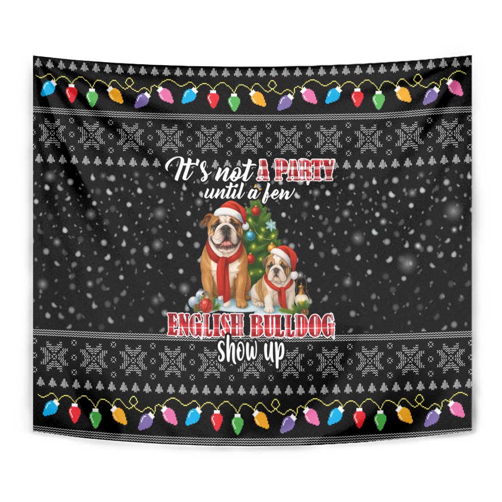 English Bulldog Show Up Christmas Tapestry Funny Xmas Holiday Patterns - Wonder Print Shop