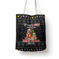 English Bulldog Show Up Christmas Tote Bag Funny Xmas Holiday Patterns - Wonder Print Shop