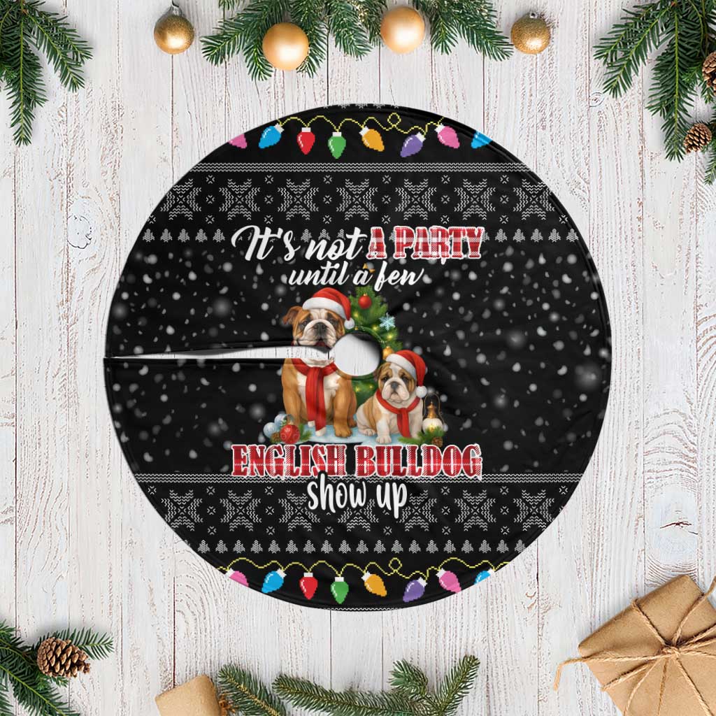 English Bulldog Show Up Christmas Tree Skirt Funny Xmas Holiday Patterns - Wonder Print Shop