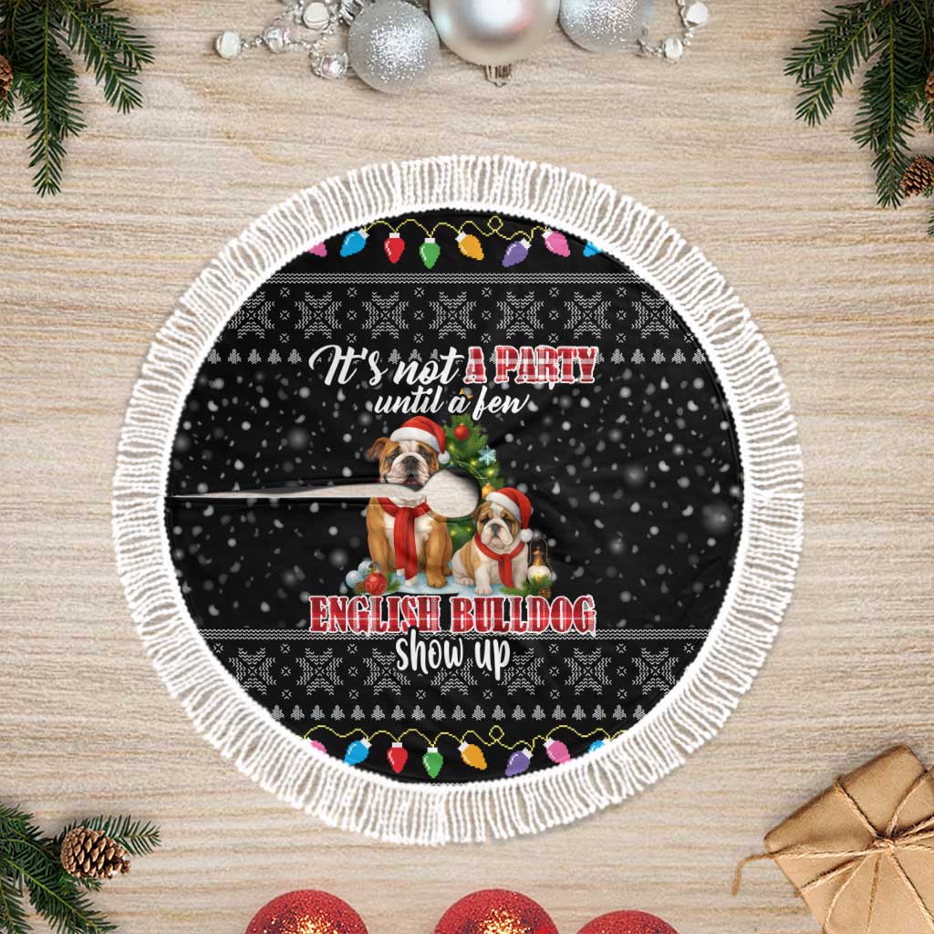 English Bulldog Show Up Christmas Tree Skirt Funny Xmas Holiday Patterns - Wonder Print Shop