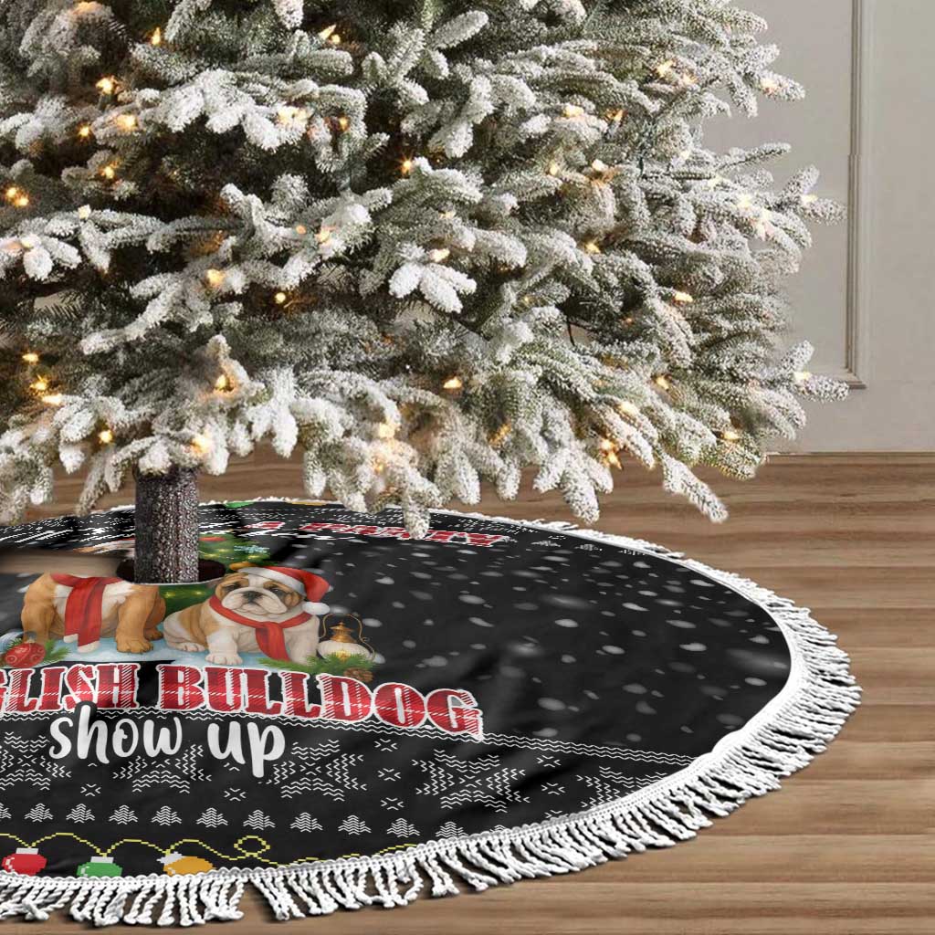 English Bulldog Show Up Christmas Tree Skirt Funny Xmas Holiday Patterns - Wonder Print Shop
