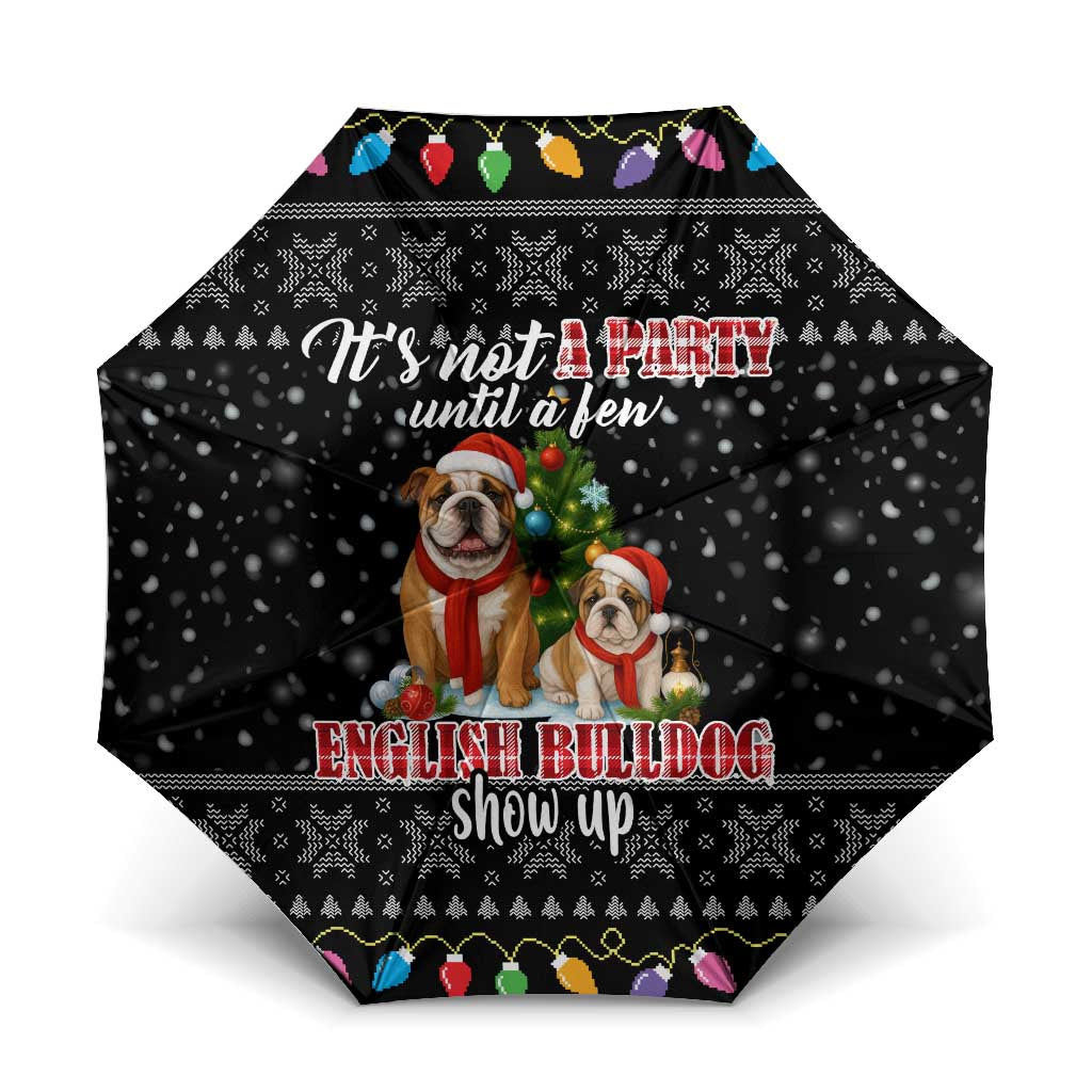 English Bulldog Show Up Christmas Umbrella Funny Xmas Holiday Patterns - Wonder Print Shop