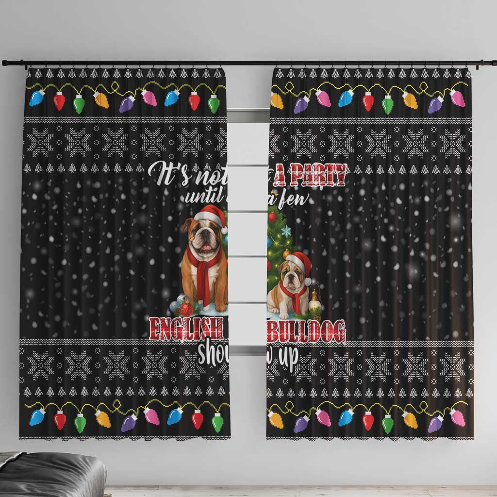 English Bulldog Show Up Christmas Window Curtain Funny Xmas Holiday Patterns - Wonder Print Shop