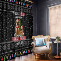 English Bulldog Show Up Christmas Window Curtain Funny Xmas Holiday Patterns - Wonder Print Shop