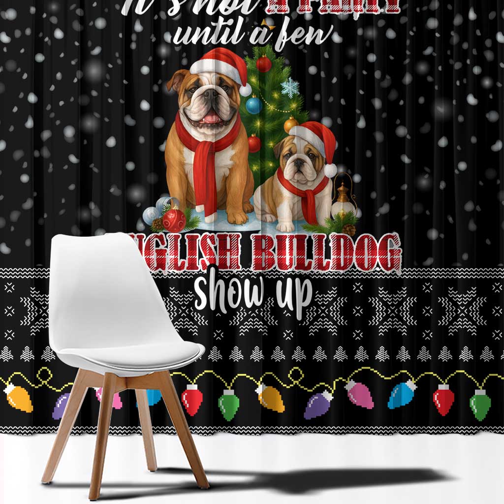 English Bulldog Show Up Christmas Window Curtain Funny Xmas Holiday Patterns - Wonder Print Shop