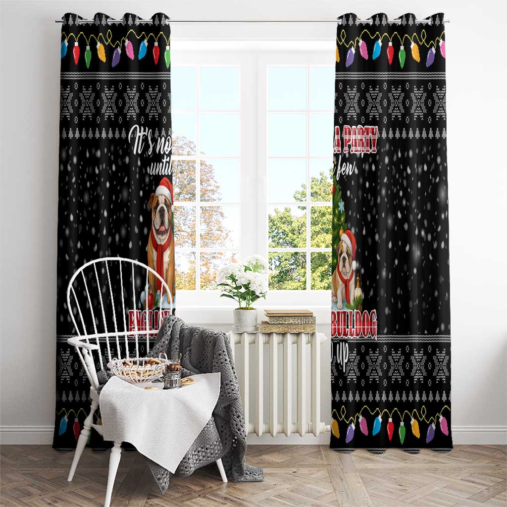 English Bulldog Show Up Christmas Window Curtain Funny Xmas Holiday Patterns - Wonder Print Shop