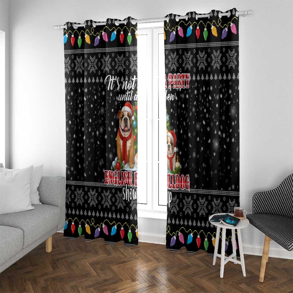 English Bulldog Show Up Christmas Window Curtain Funny Xmas Holiday Patterns - Wonder Print Shop