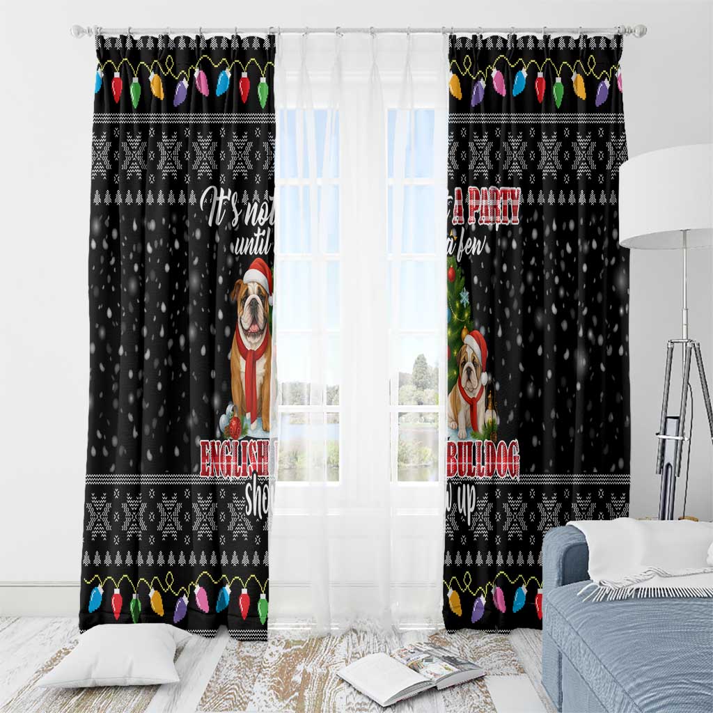 English Bulldog Show Up Christmas Window Curtain Funny Xmas Holiday Patterns - Wonder Print Shop