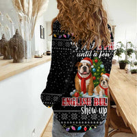 English Bulldog Show Up Christmas Women Casual Shirt Funny Xmas Holiday Patterns - Wonder Print Shop