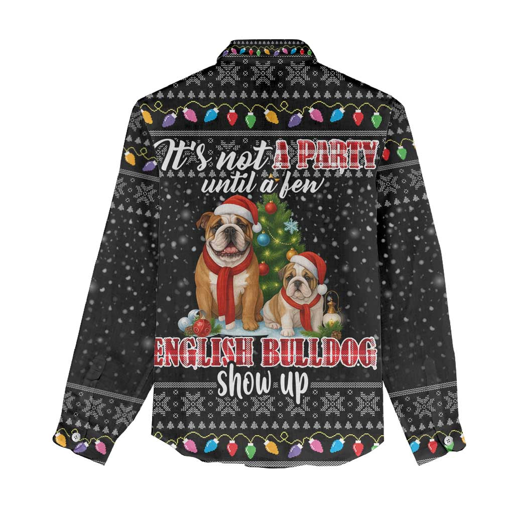 English Bulldog Show Up Christmas Women Casual Shirt Funny Xmas Holiday Patterns - Wonder Print Shop