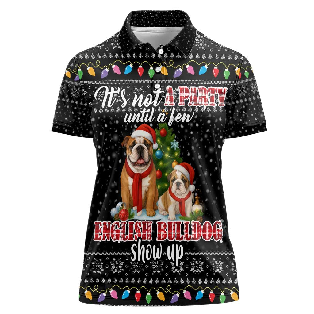 English Bulldog Show Up Christmas Women Polo Shirt Funny Xmas Holiday Patterns - Wonder Print Shop