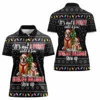 English Bulldog Show Up Christmas Women Polo Shirt Funny Xmas Holiday Patterns - Wonder Print Shop