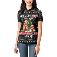 English Bulldog Show Up Christmas Women Polo Shirt Funny Xmas Holiday Patterns - Wonder Print Shop