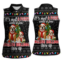English Bulldog Show Up Christmas Women Sleeveless Polo Shirt Funny Xmas Holiday Patterns - Wonder Print Shop