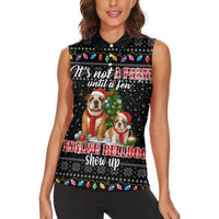 English Bulldog Show Up Christmas Women Sleeveless Polo Shirt Funny Xmas Holiday Patterns - Wonder Print Shop
