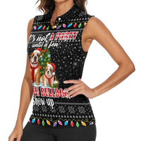 English Bulldog Show Up Christmas Women Sleeveless Polo Shirt Funny Xmas Holiday Patterns - Wonder Print Shop