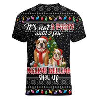English Bulldog Show Up Christmas Women V-Neck T-Shirt Funny Xmas Holiday Patterns - Wonder Print Shop