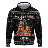 English Bulldog Show Up Christmas Zip Hoodie Funny Xmas Holiday Patterns - Wonder Print Shop
