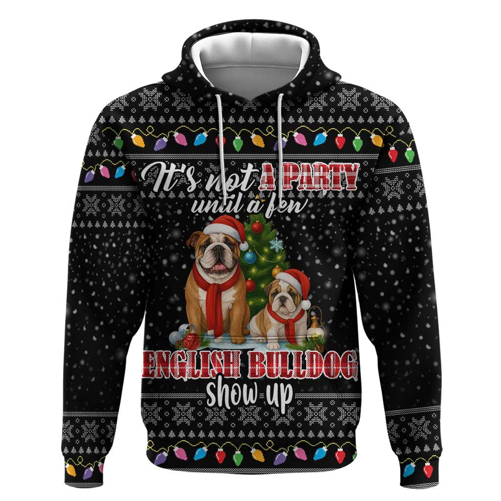 English Bulldog Show Up Christmas Zip Hoodie Funny Xmas Holiday Patterns - Wonder Print Shop