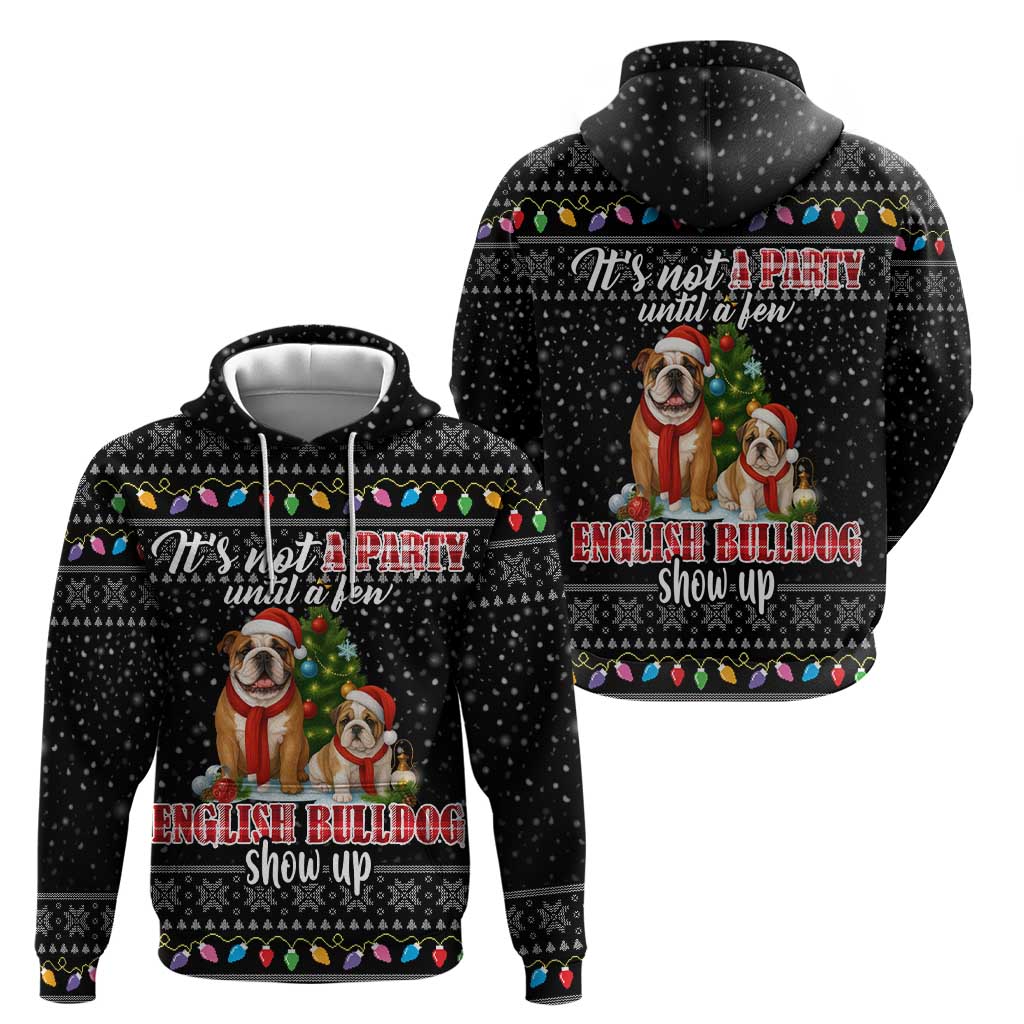 English Bulldog Show Up Christmas Zip Hoodie Funny Xmas Holiday Patterns - Wonder Print Shop