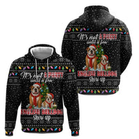 English Bulldog Show Up Christmas Zip Hoodie Funny Xmas Holiday Patterns - Wonder Print Shop