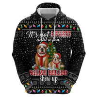 English Bulldog Show Up Christmas Zip Hoodie Funny Xmas Holiday Patterns - Wonder Print Shop