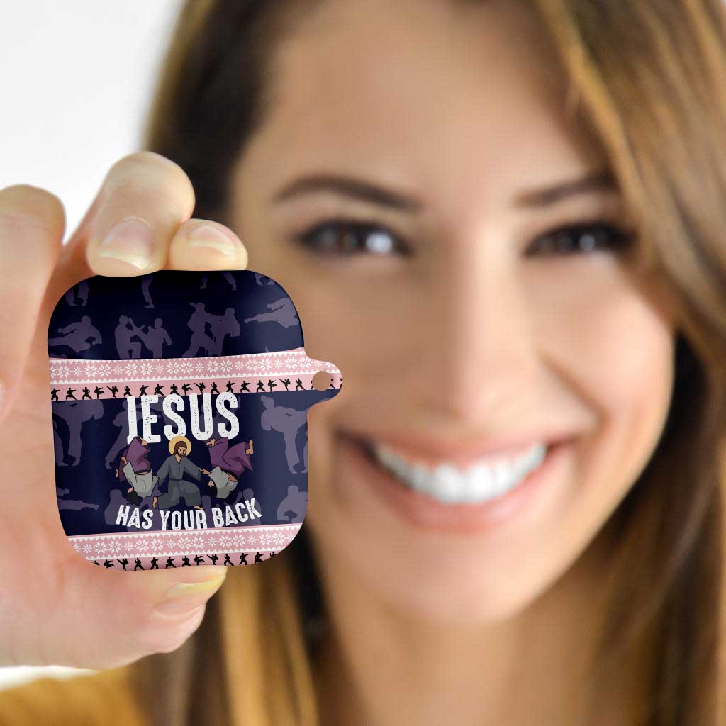 Jesus Has Your Back Jiu Jitsu Christmas AirPods Case Funny Xmas Holiday Patterns - Wonder Print Shop