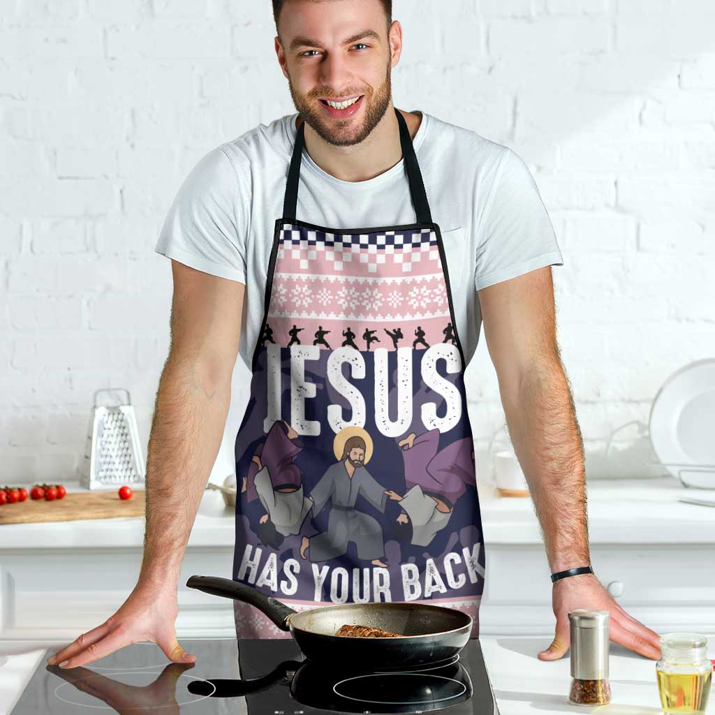 Jesus Has Your Back Jiu Jitsu Christmas Apron Funny Xmas Holiday Patterns - Wonder Print Shop