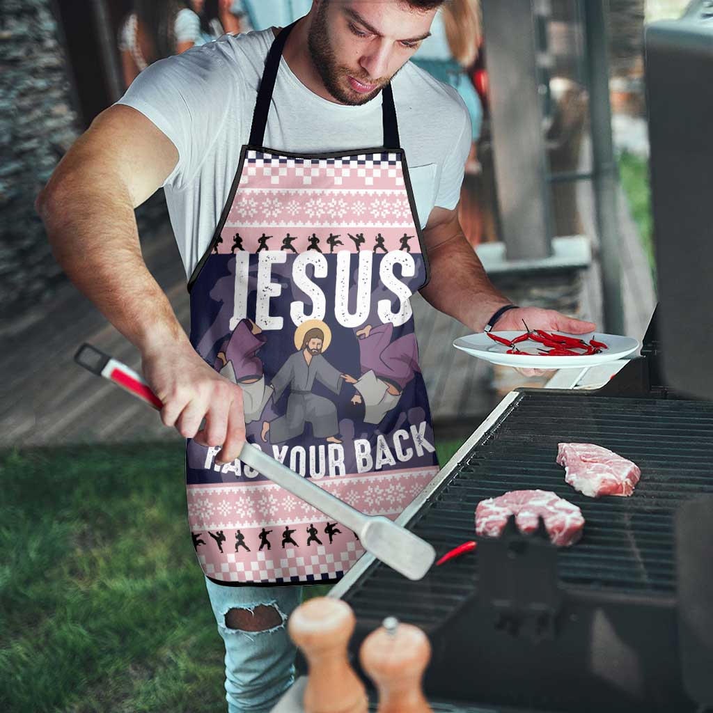 Jesus Has Your Back Jiu Jitsu Christmas Apron Funny Xmas Holiday Patterns - Wonder Print Shop