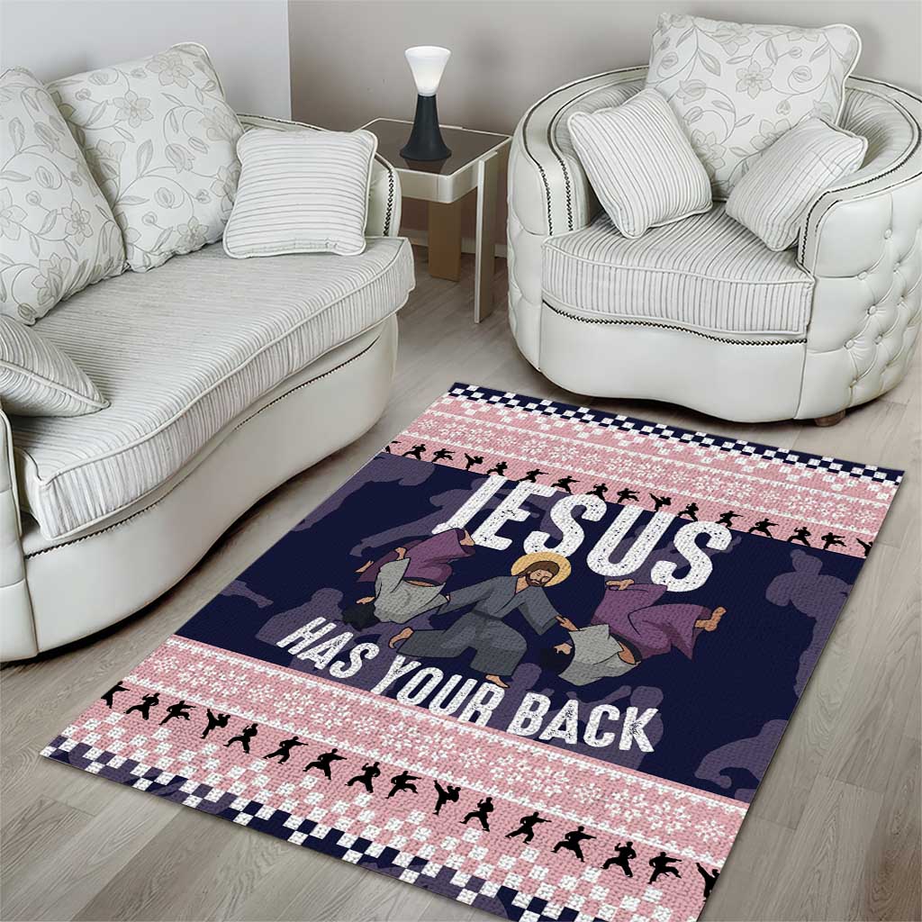 Jesus Has Your Back Jiu Jitsu Christmas Area Rug Funny Xmas Holiday Patterns - Wonder Print Shop