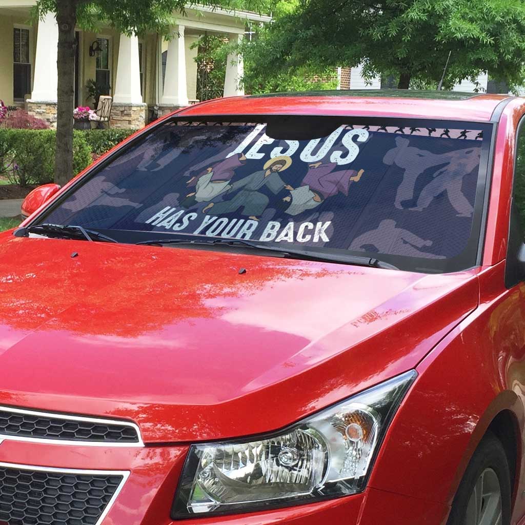 Jesus Has Your Back Jiu Jitsu Christmas Auto Sun Shade Funny Xmas Holiday Patterns - Wonder Print Shop