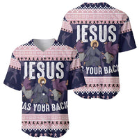 Jesus Has Your Back Jiu Jitsu Christmas Baseball Jersey Funny Xmas Holiday Patterns - Wonder Print Shop