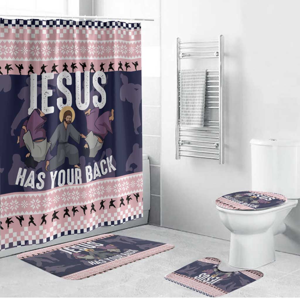 Jesus Has Your Back Jiu Jitsu Christmas Bathroom Set Funny Xmas Holiday Patterns - Wonder Print Shop