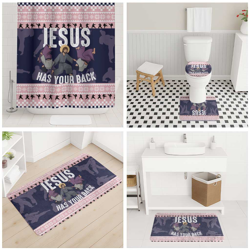 Jesus Has Your Back Jiu Jitsu Christmas Bathroom Set Funny Xmas Holiday Patterns - Wonder Print Shop
