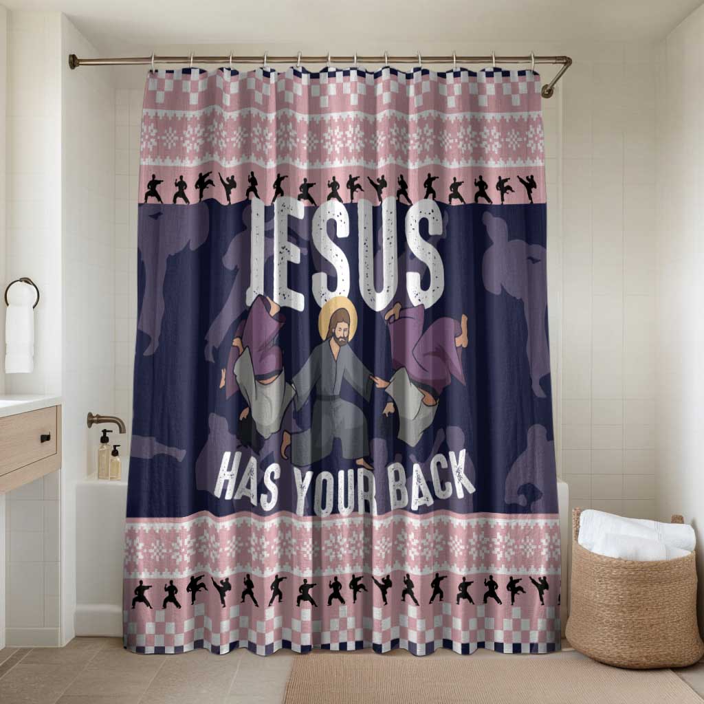 Jesus Has Your Back Jiu Jitsu Christmas Bathroom Set Funny Xmas Holiday Patterns - Wonder Print Shop