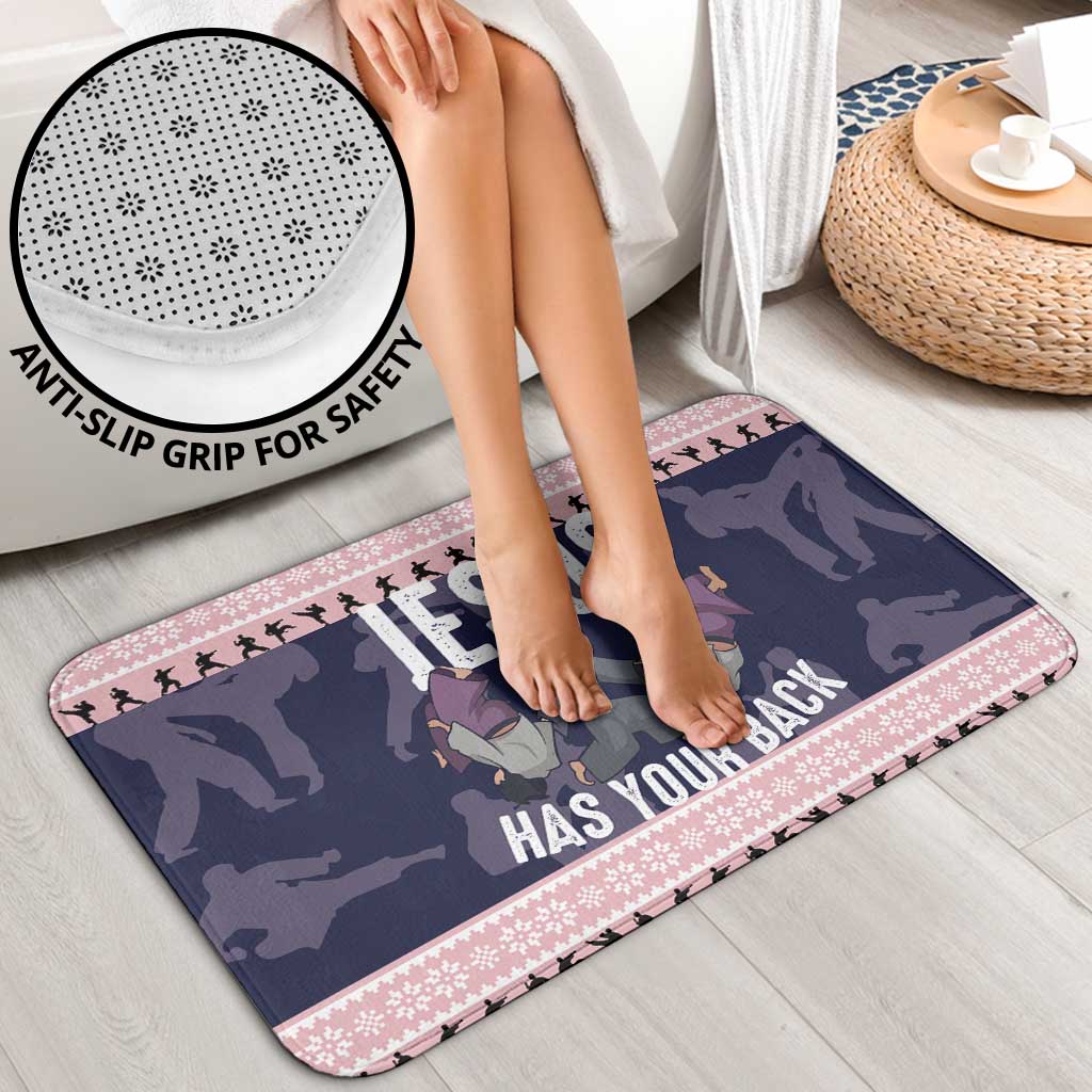 Jesus Has Your Back Jiu Jitsu Christmas Bathroom Set Funny Xmas Holiday Patterns - Wonder Print Shop