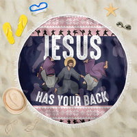 Jesus Has Your Back Jiu Jitsu Christmas Beach Blanket Funny Xmas Holiday Patterns - Wonder Print Shop