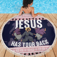 Jesus Has Your Back Jiu Jitsu Christmas Beach Blanket Funny Xmas Holiday Patterns - Wonder Print Shop