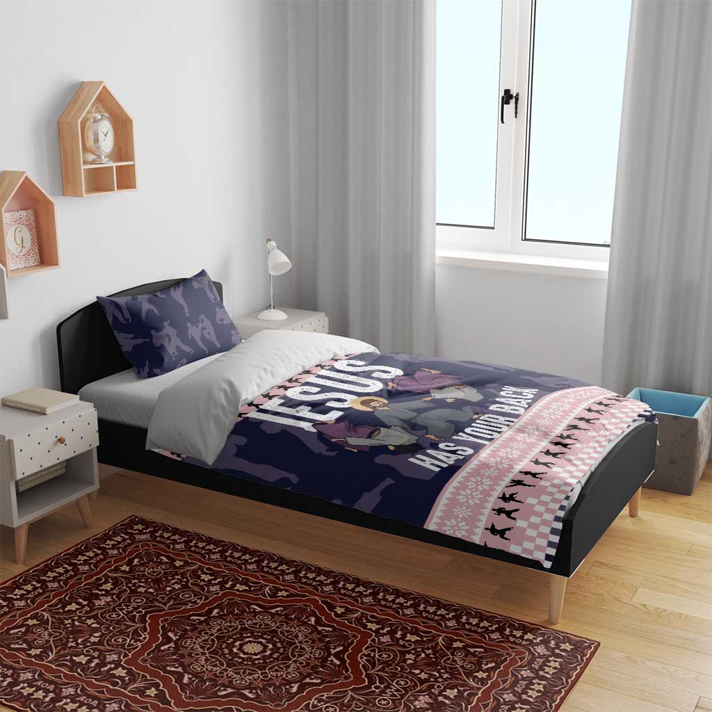Jesus Has Your Back Jiu Jitsu Christmas Bedding Set Funny Xmas Holiday Patterns - Wonder Print Shop