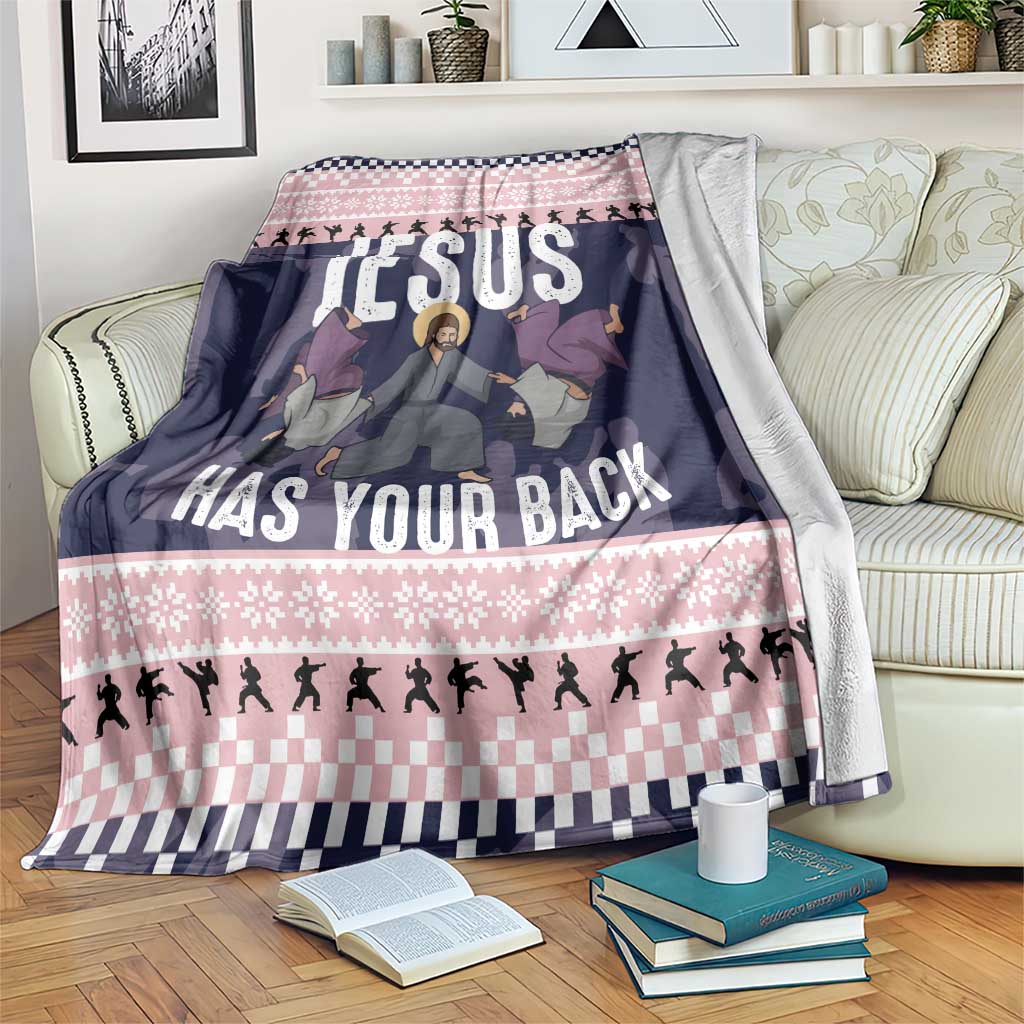 Jesus Has Your Back Jiu Jitsu Christmas Blanket Funny Xmas Holiday Patterns - Wonder Print Shop